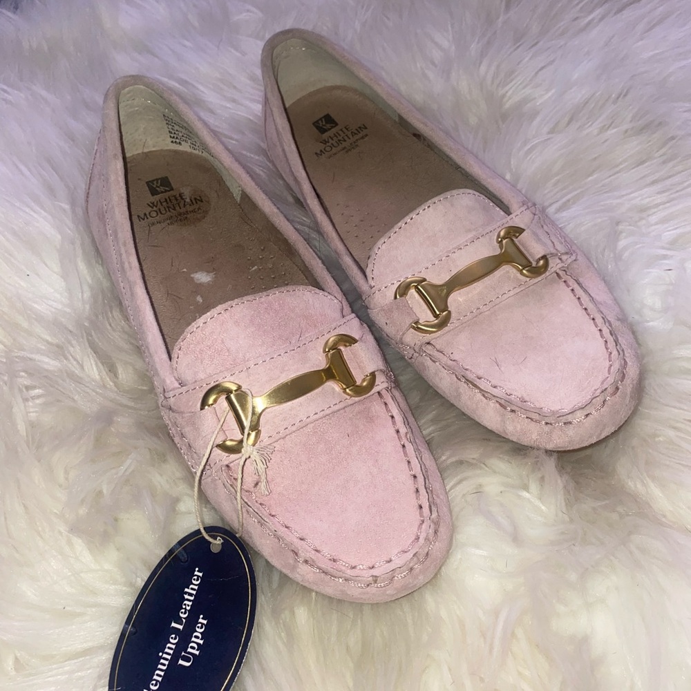Chic Pink and Gold Flats with Suede Finish